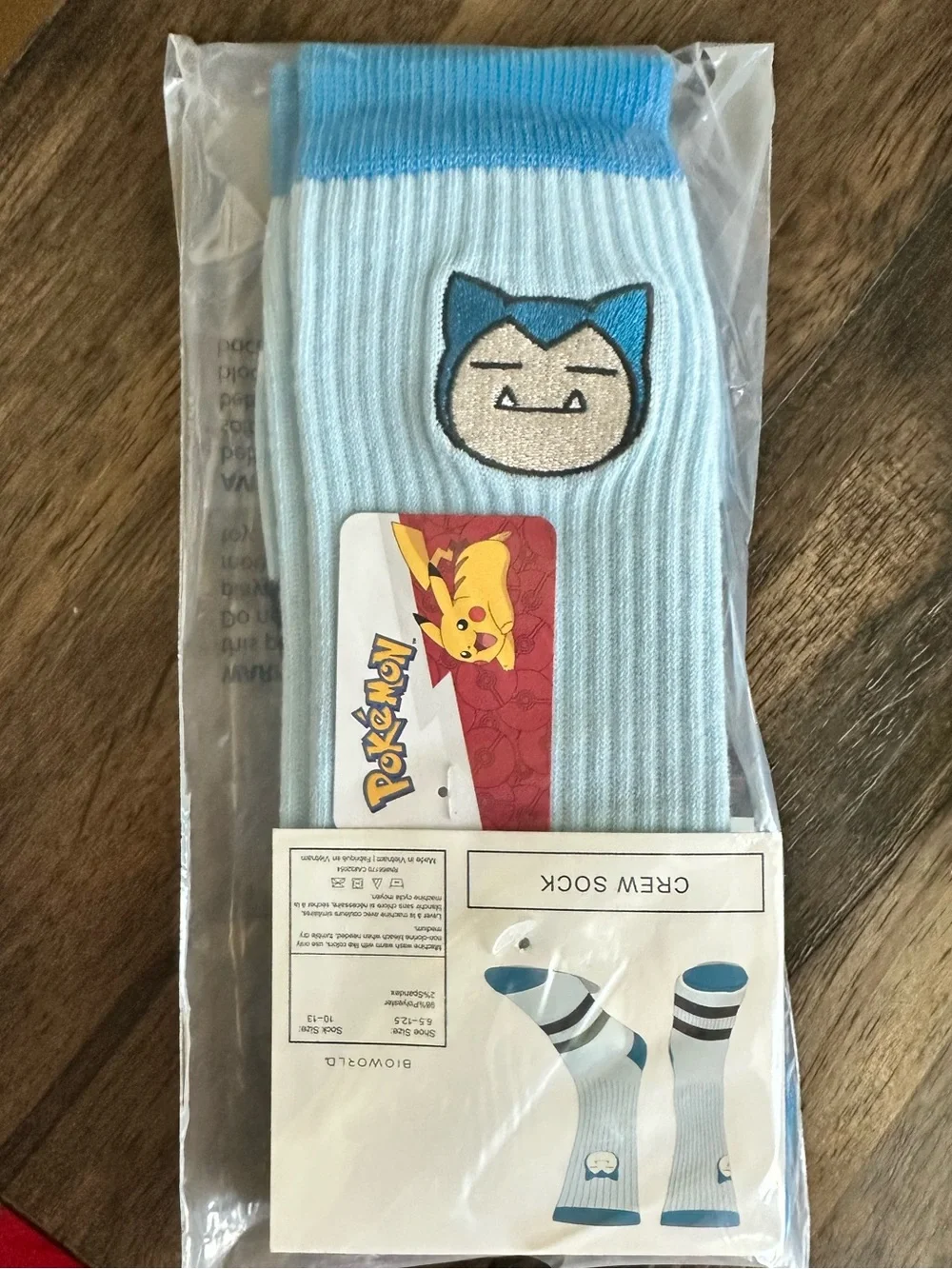 NWT Bioworld Pokemon Light Blue Crew Socks - Sock Size 10-13